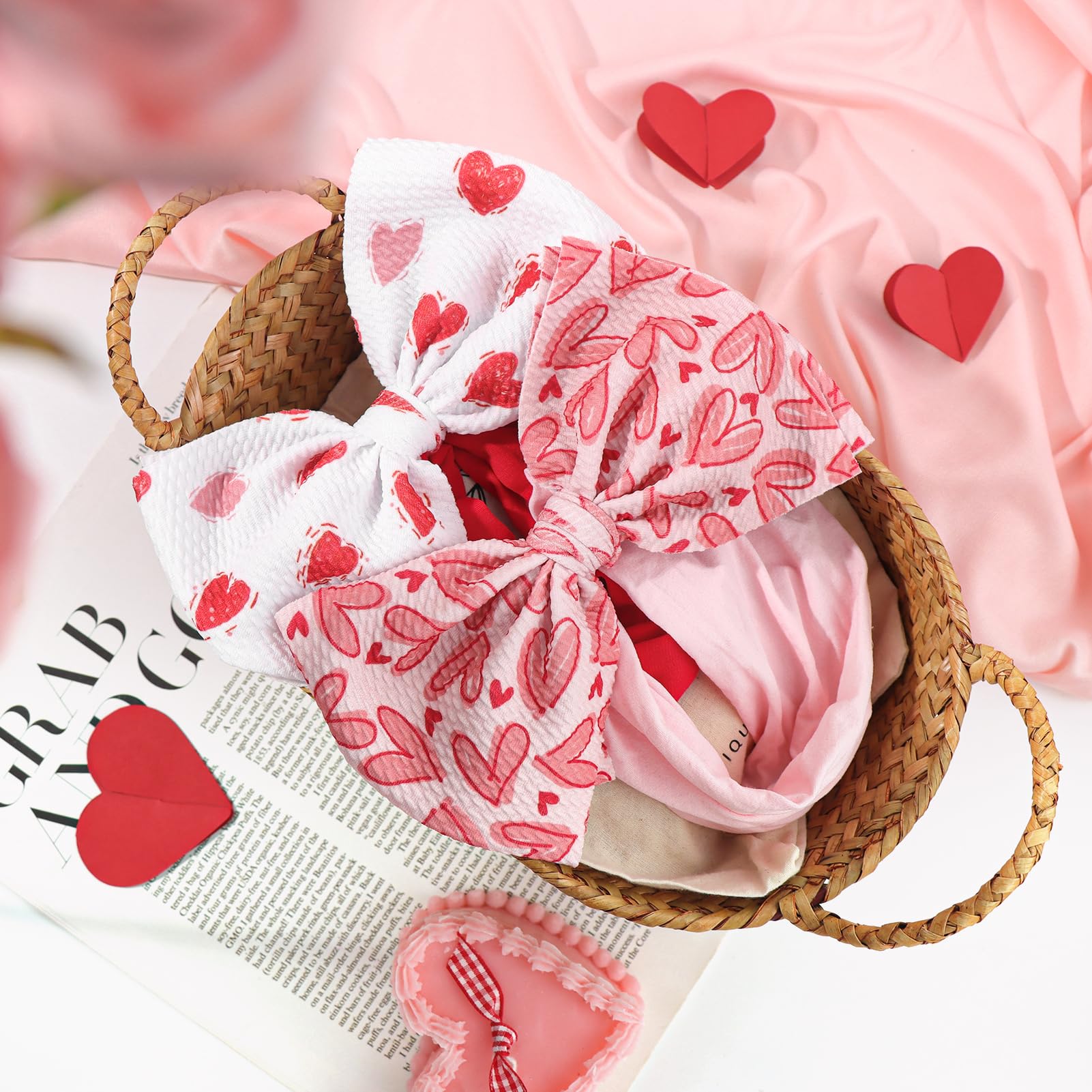 ONENINEDREAM Valentines Bows photo-prop headband with bright red heart, boosts baby photo sessions.