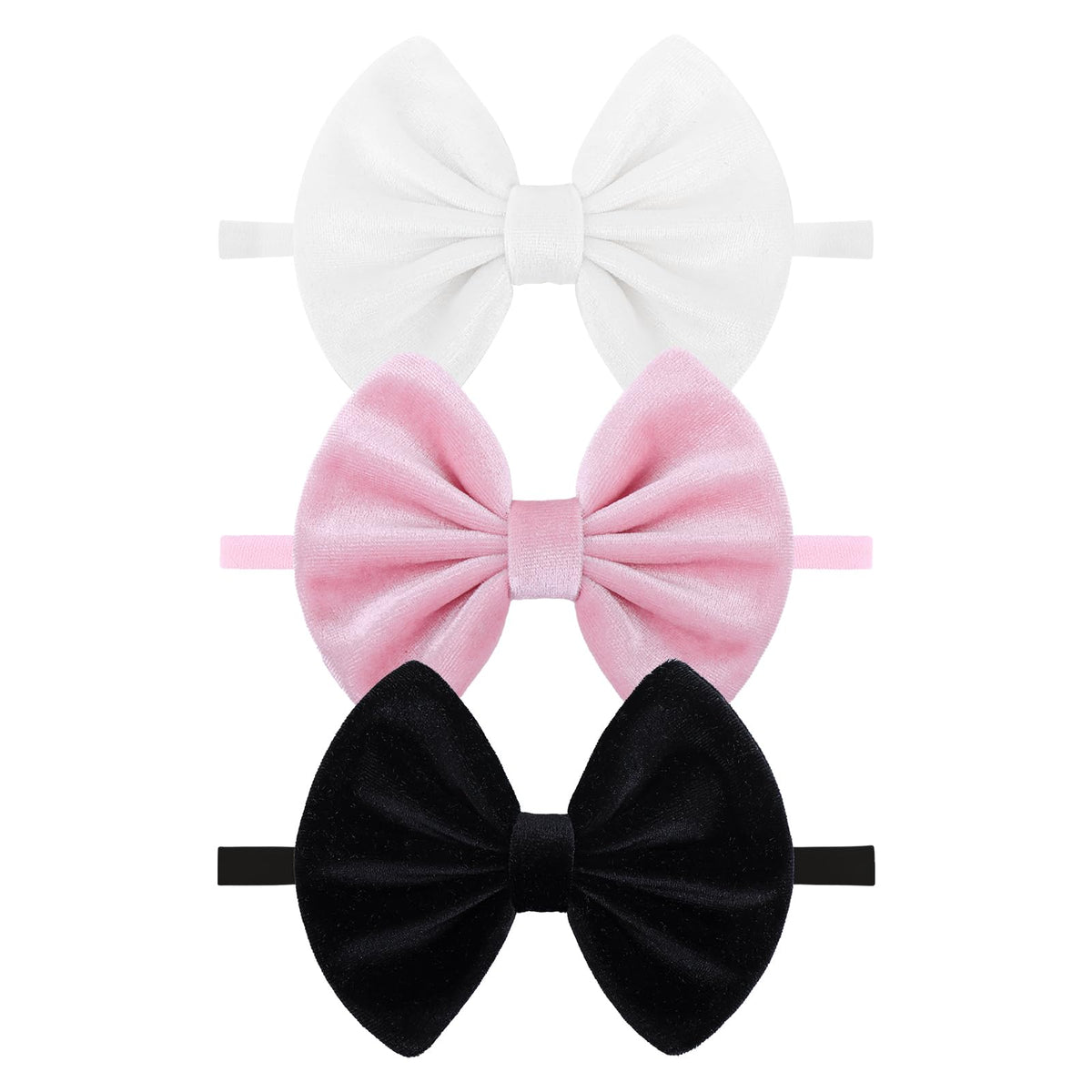 ONENINEDREAM velvet baby bows on black headband offering soft comfort for daily wear