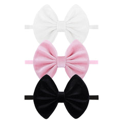 ONENINEDREAM velvet baby bows on black headband offering soft comfort for daily wear