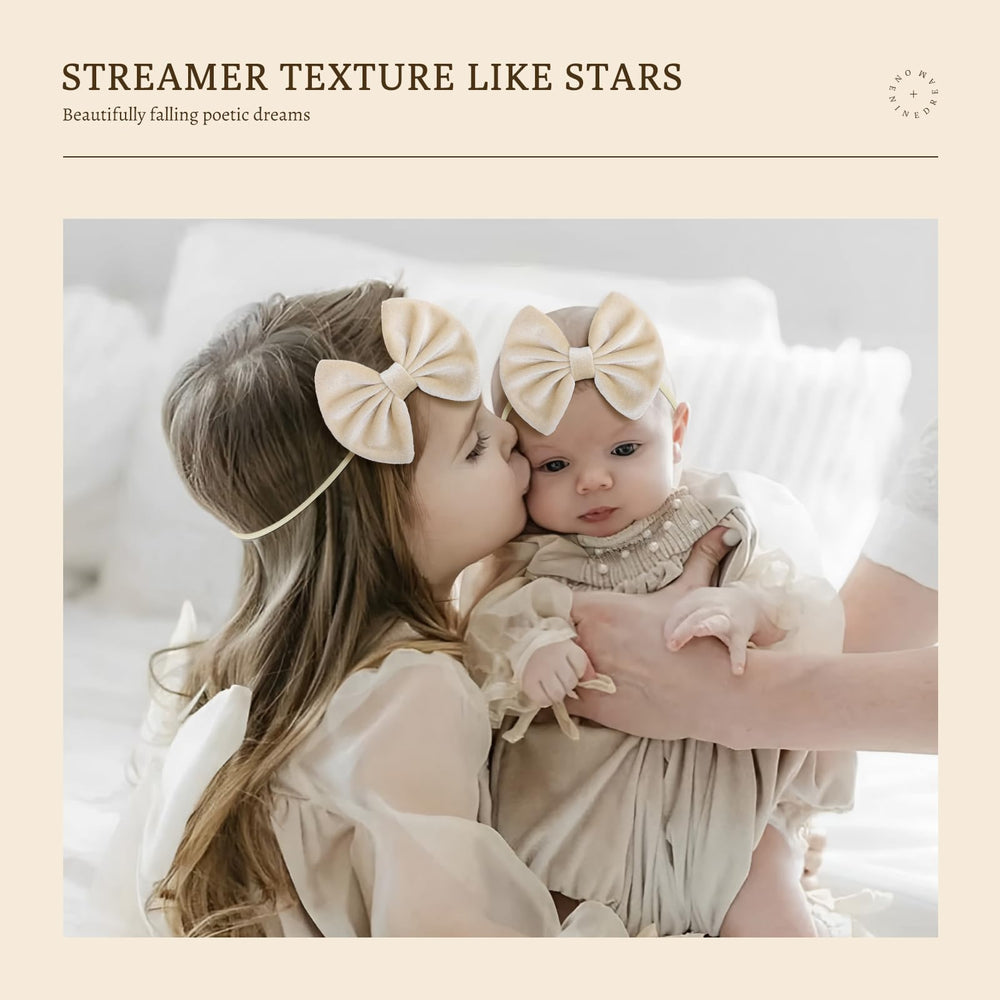 ONENINEDREAM velvet baby bows headband khaki complements daily outfits with soft velvet