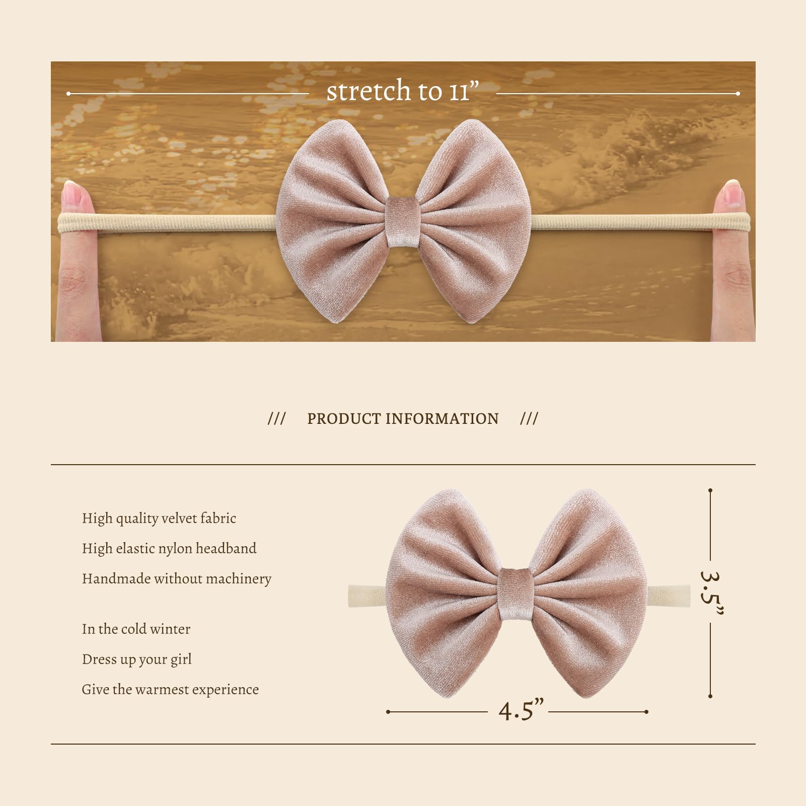ONENINEDREAM velvet baby bows set three colors for easy outfit coordination