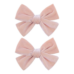 ONENINEDREAM velvet hair bow pink set close-up shows soft texture and secure alligator clip