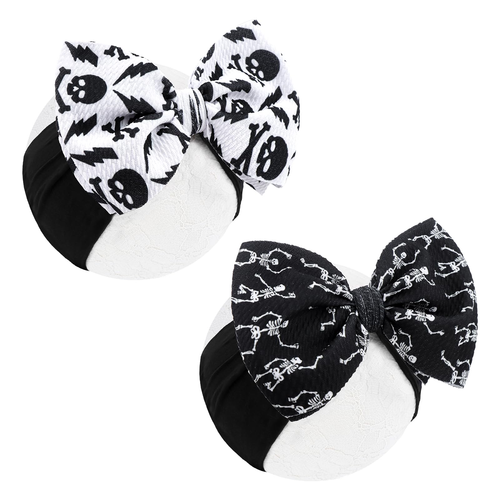 ONENINEDREAM white ghost headband bow for babies with soft stretch for Halloween photos