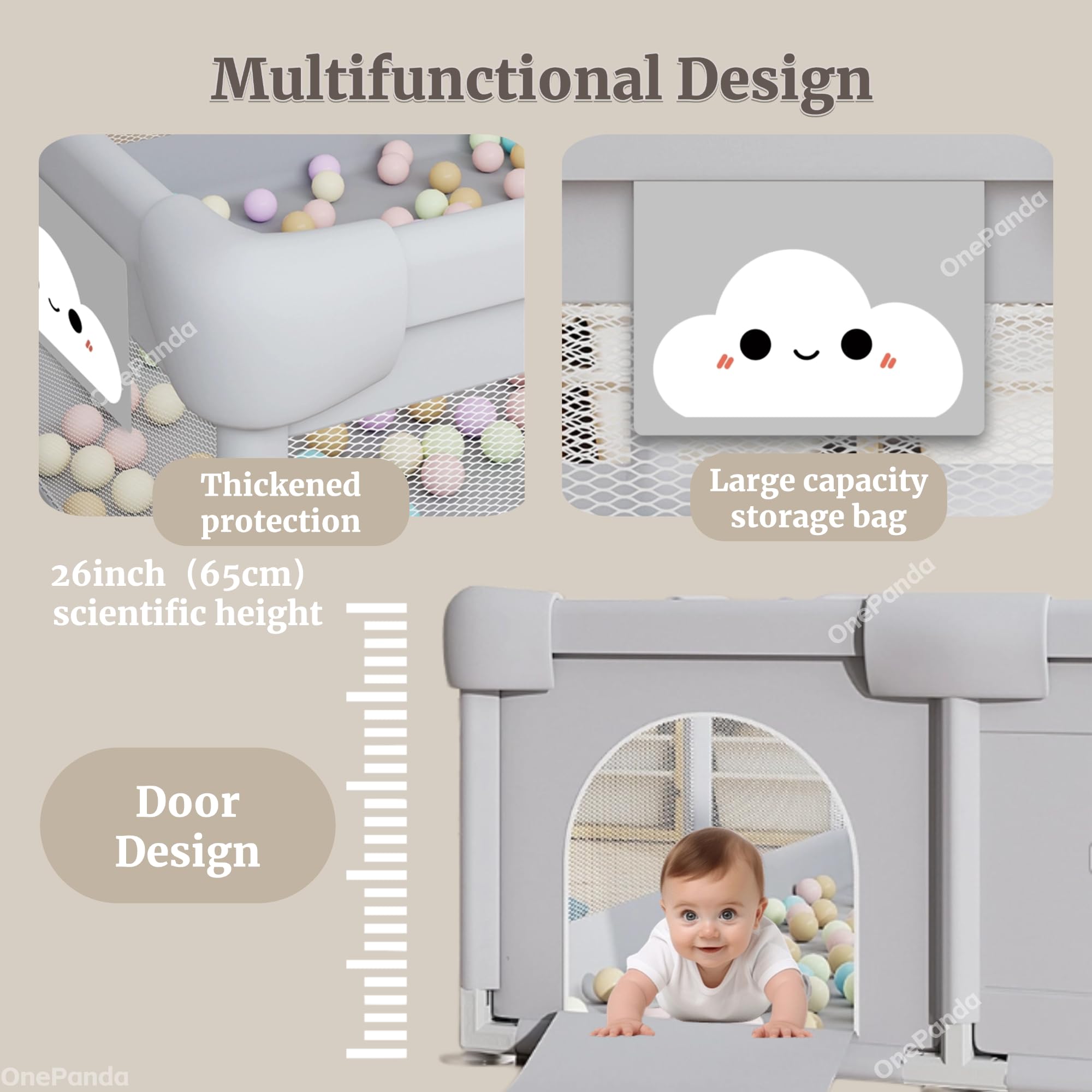OnePanda light gray playpen blends into contemporary homes