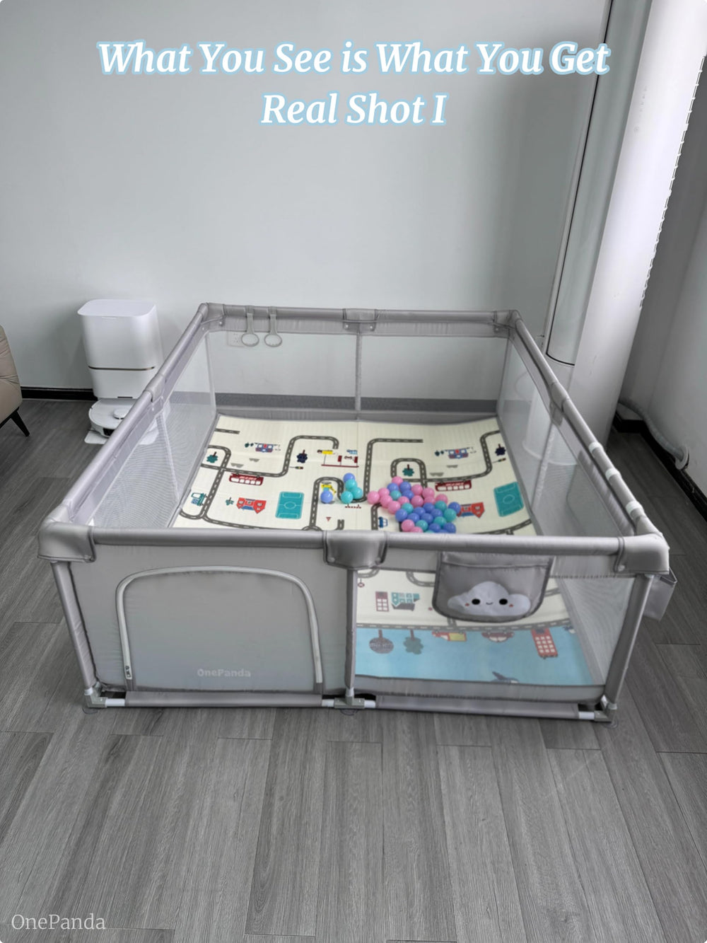 OnePanda playpen gate provides easy access and secure entry