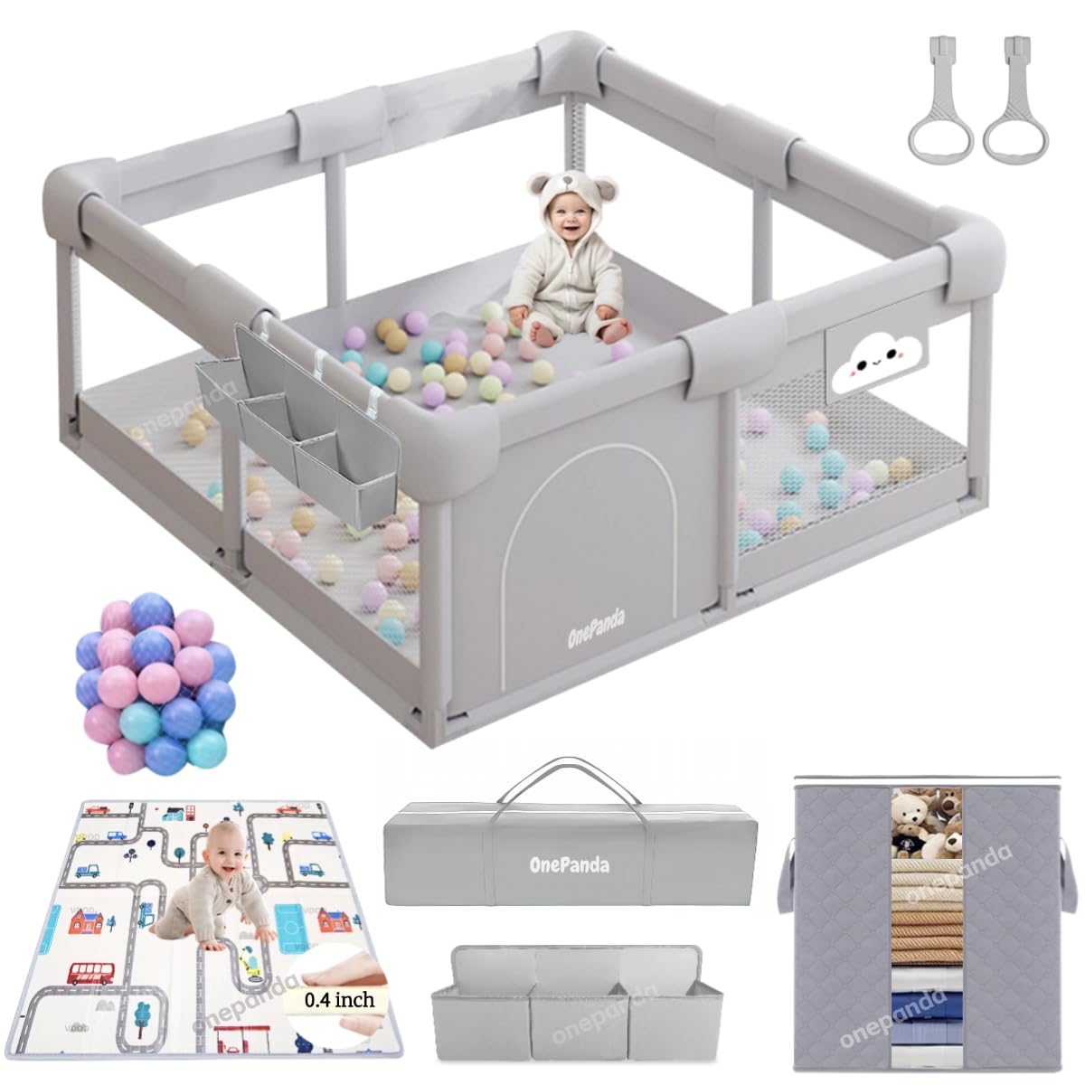 OnePanda playpen setup-ready image shows a spacious, ready-to-use play area for safe, easy playtime.