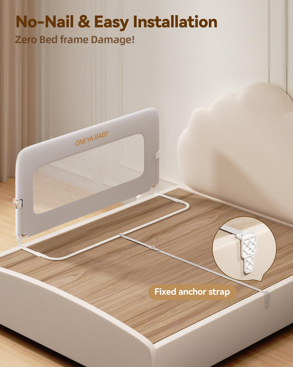 ONEYA BABY bed rail guard secure button keeps rail stable