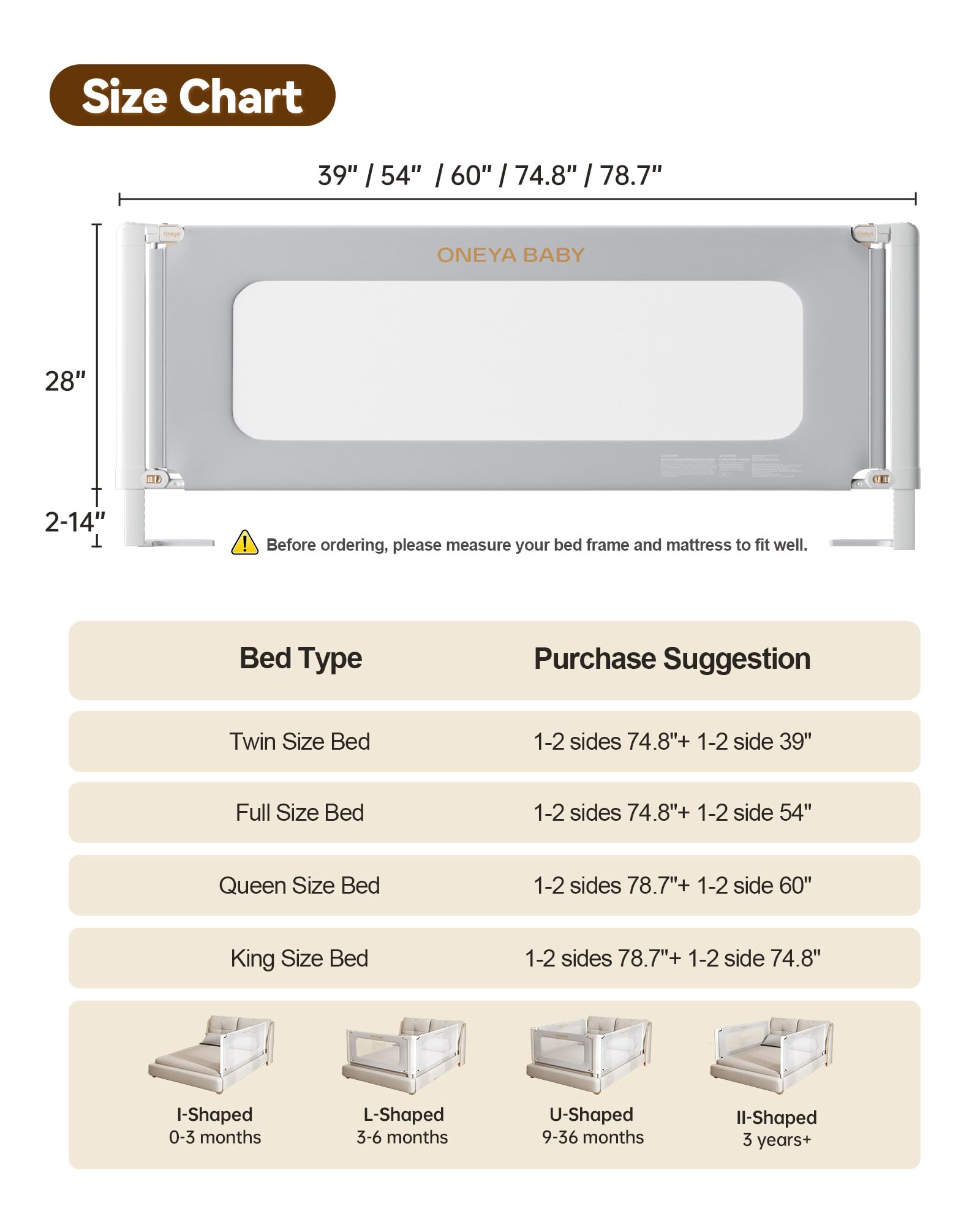 ONEYA BABY bed-rail mesh padding keeps your child comfortable and breathable.