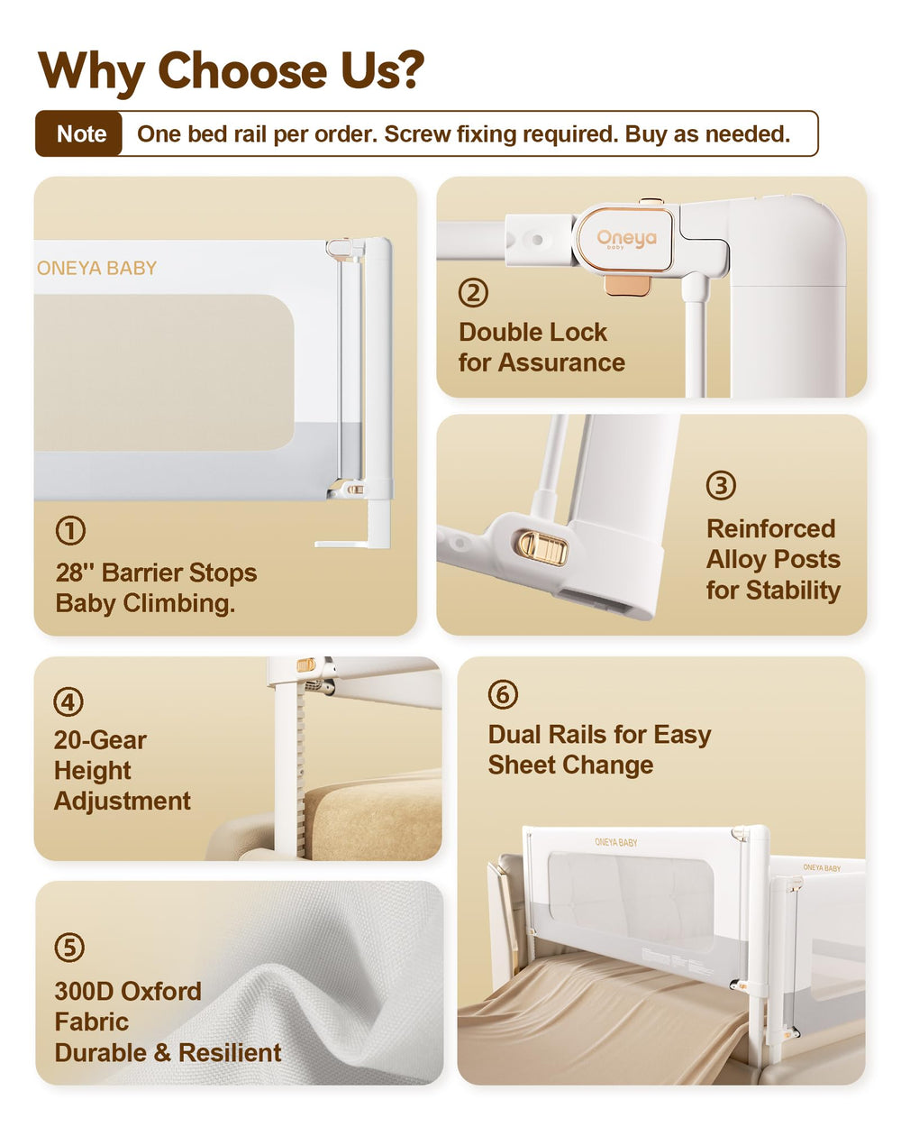 ONEYA BABY bed rail mesh padding offers breathable comfort for safer night settling