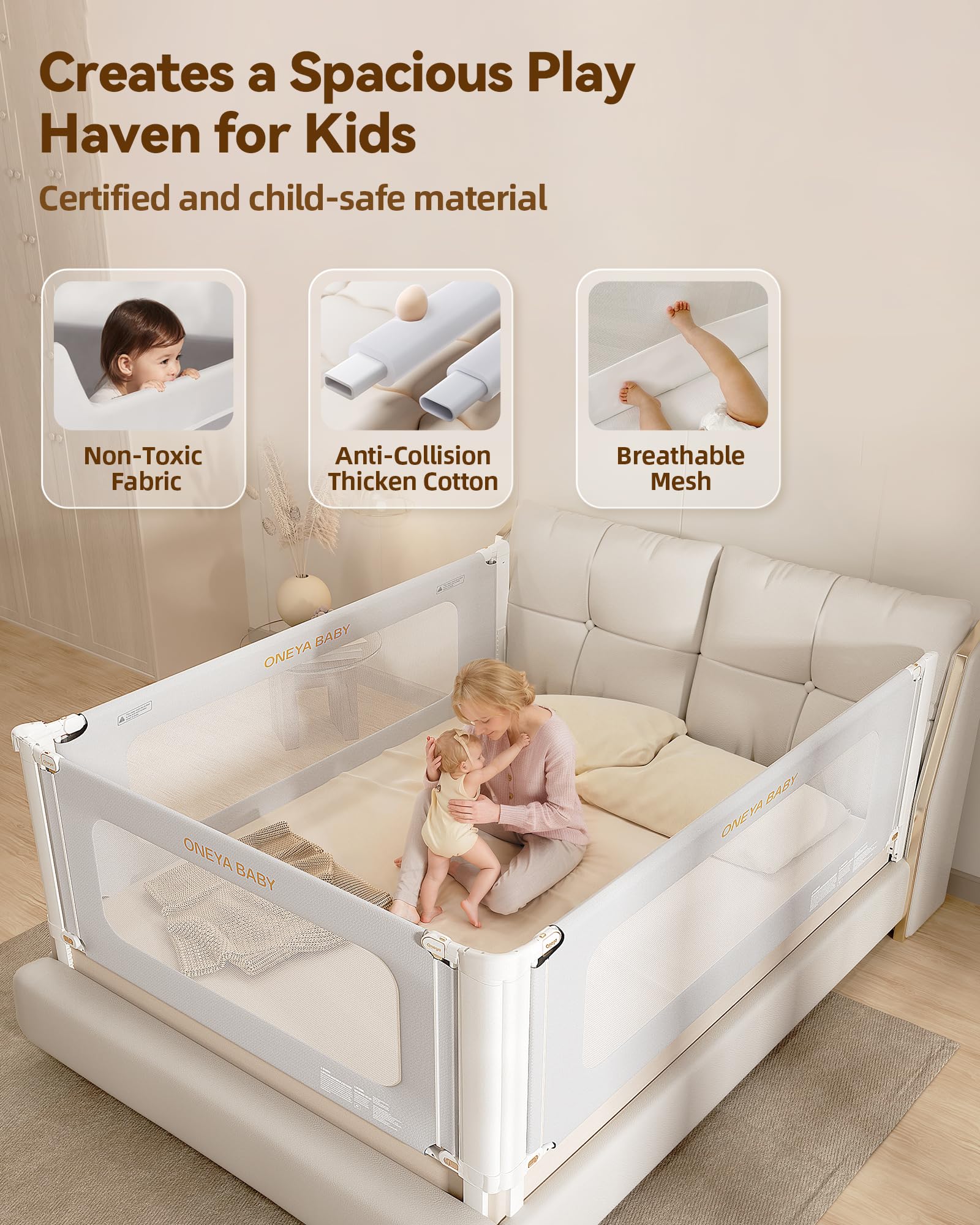 ONEYA BABY machine-washable mesh makes cleanup quick after busy bedtimes.