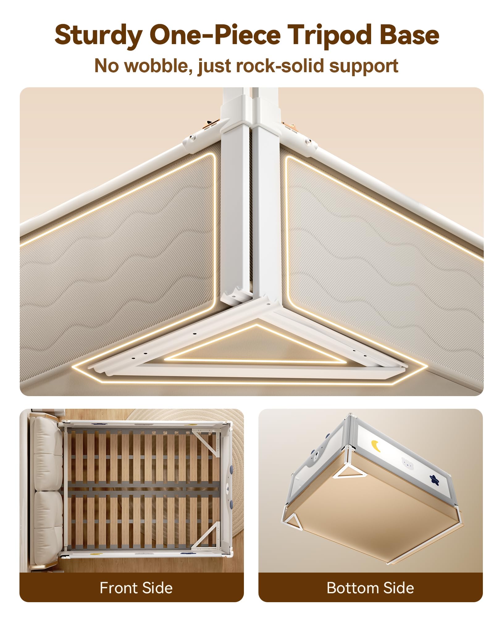 ONEYA BABY dual-lock system keeps the rail closed for safe sleep
