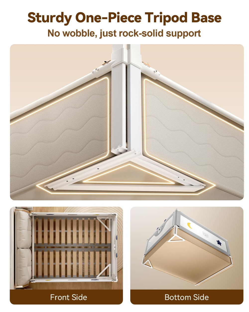 ONEYA BABY dual-lock system keeps the rail closed for safe sleep
