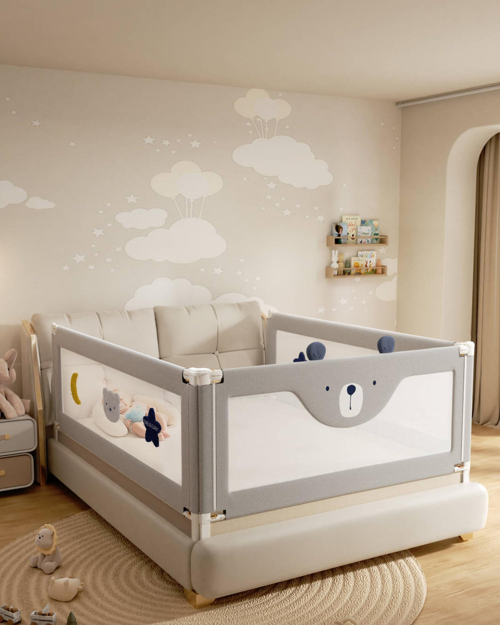 ONEYA BABY bed rails king-size assembly for easy setup and safety