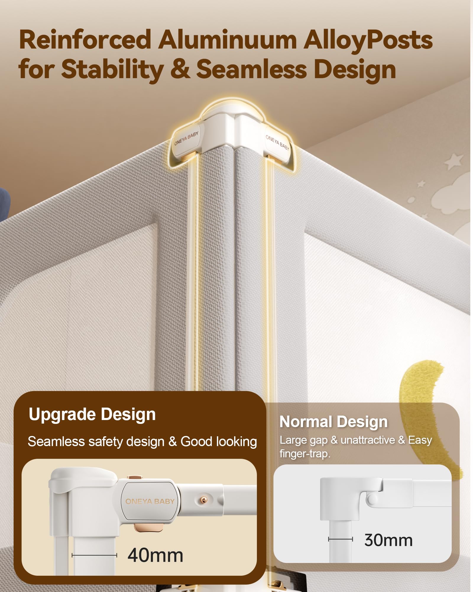 ONEYA BABY mattress compatibility shows versatile bed rail fit