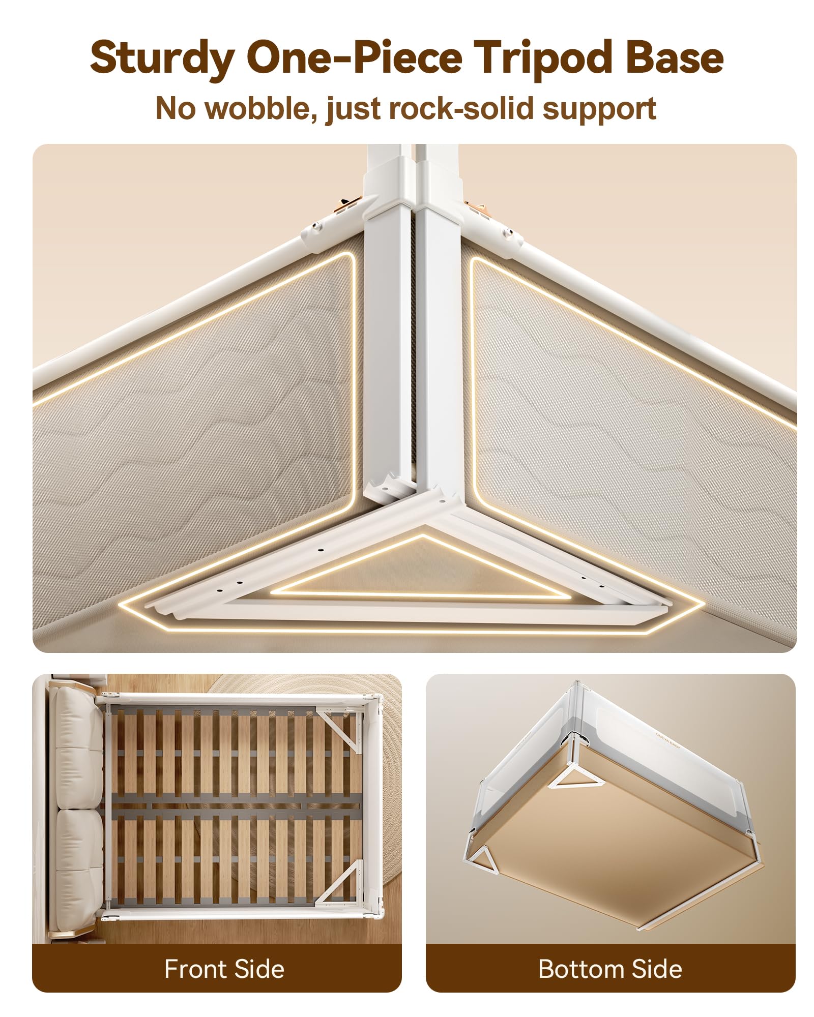 Oneya Baby bed rails queen angled view emphasizes robust carbon steel construction