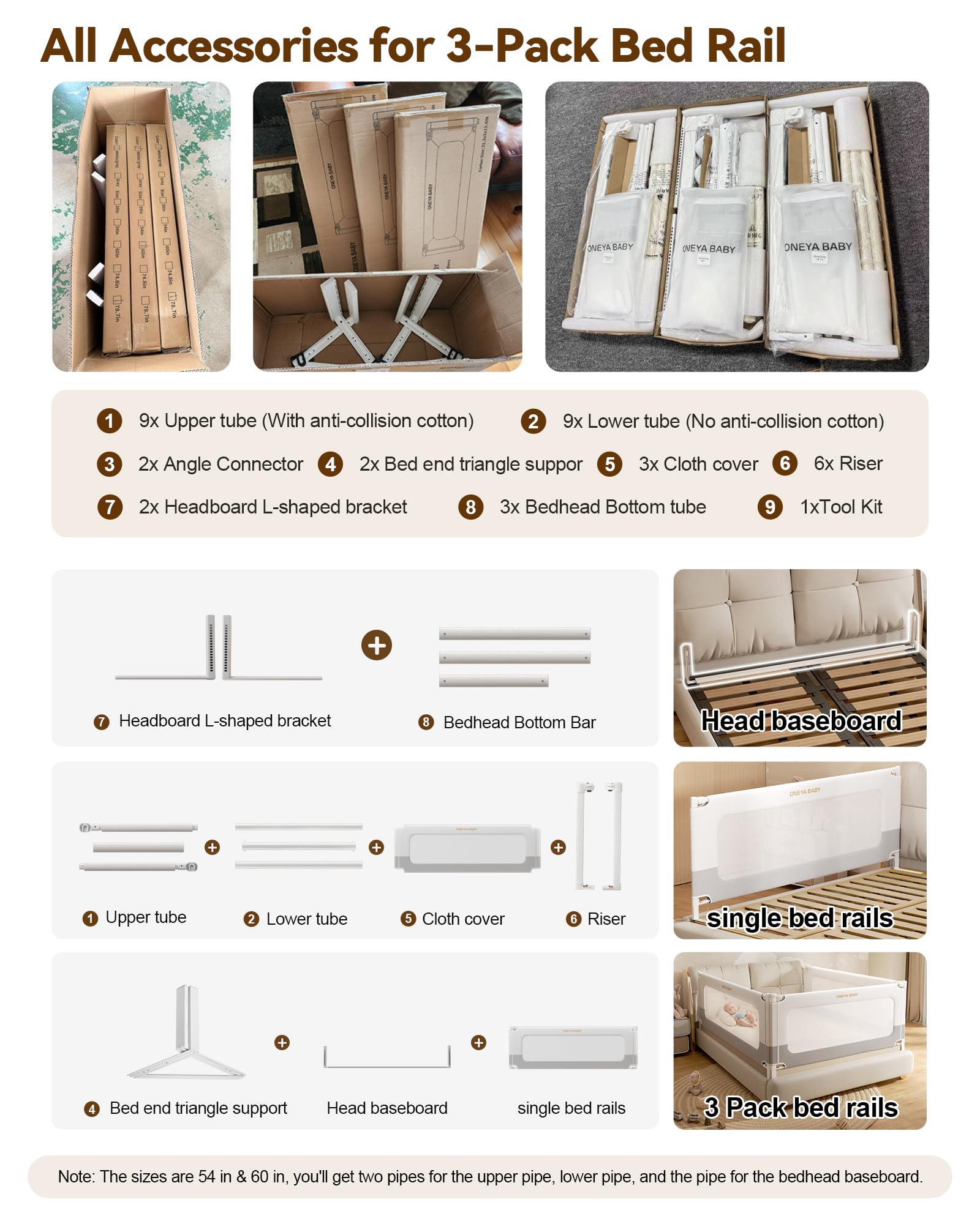 Oneya Baby bed rails queen lifting function picture shows easy sheet changes