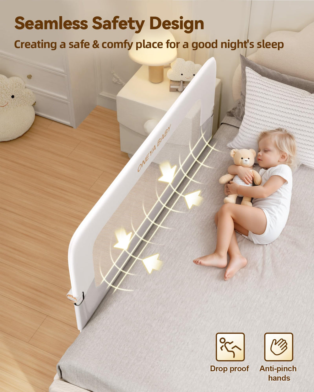 ONEYA BABY 16 height settings customize a snug sleep space.