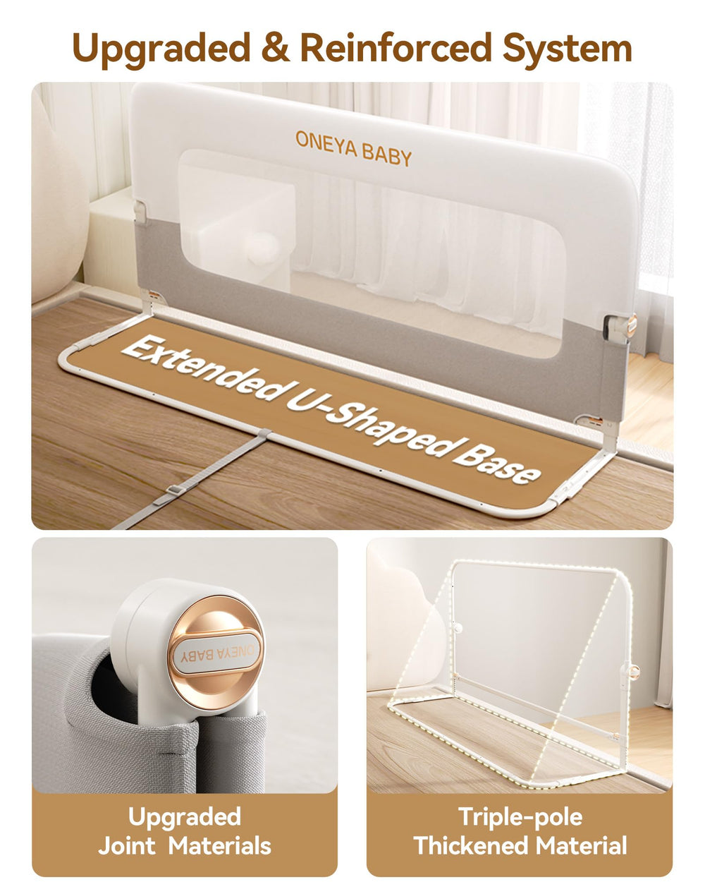 ONEYA BABY no-drill installation simplifies setup without tools.