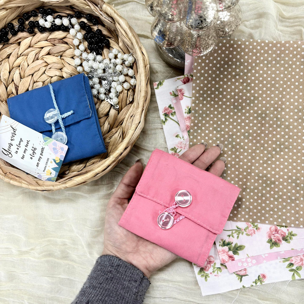 Onism three-pack with storage-bags shows organized, gift-ready Catholic set
