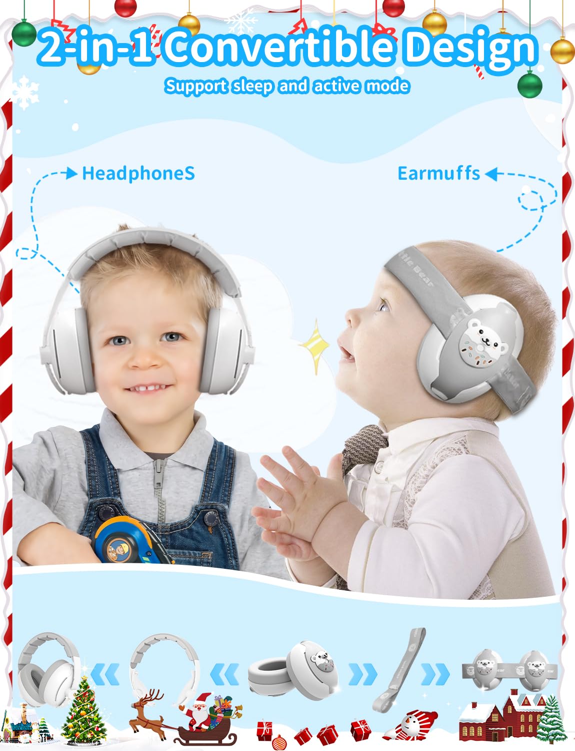ONITOON Baby Ear Muffs adjustable headband setup adapts as baby grows.