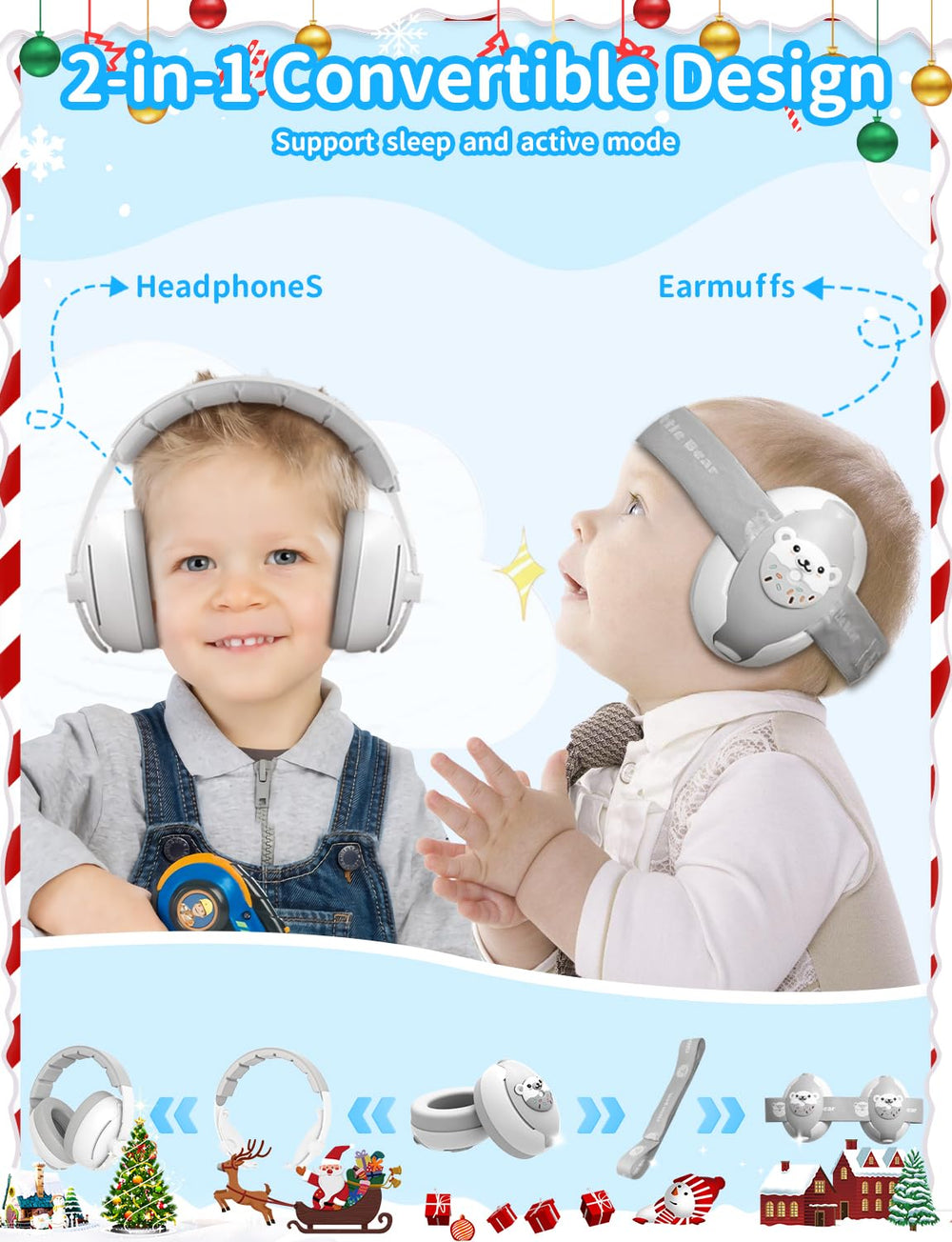 ONITOON Baby Ear Muffs adjustable headband setup adapts as baby grows.