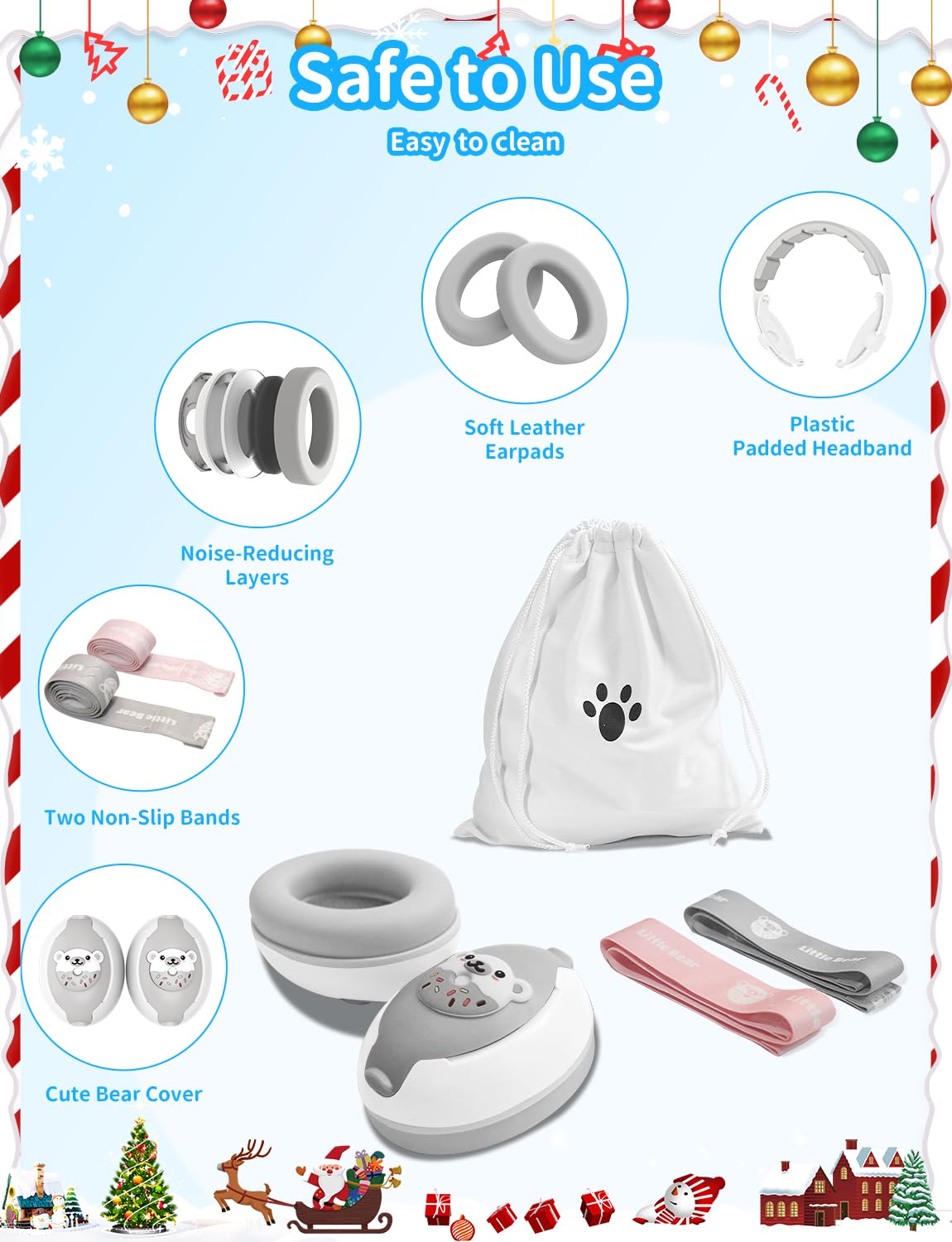 ONITOON Baby Ear Muffs non-slip band stays secure during play.