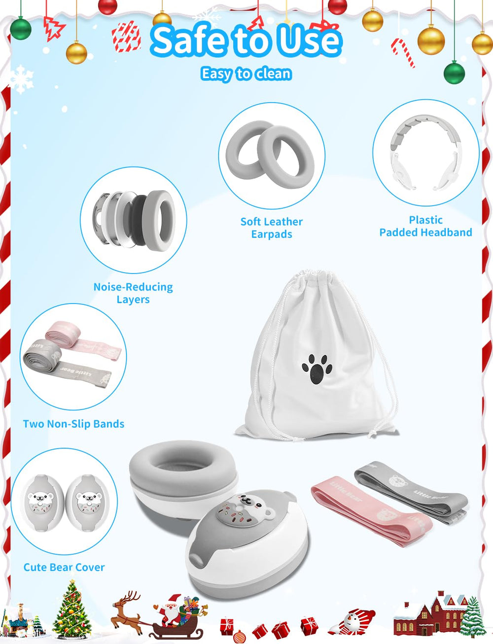 ONITOON Baby Ear Muffs non-slip band stays secure during play.