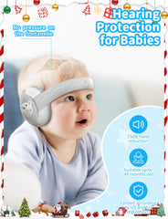 ONITOON Baby Ear Muffs worn with headband provide gentle noise protection for naps.