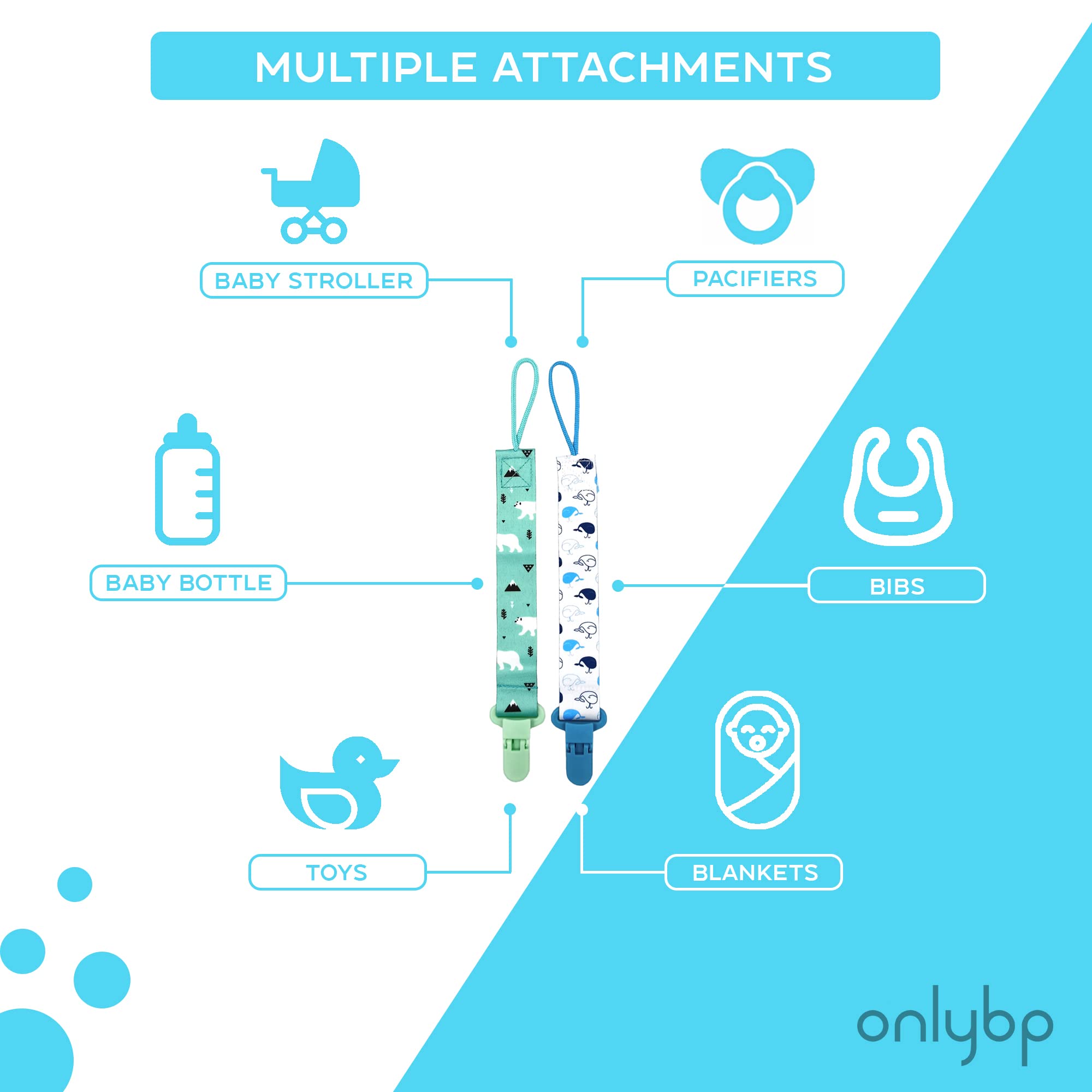 OnlyBP Set 6 six unisex prints coordinate with outfits and pacifiers.