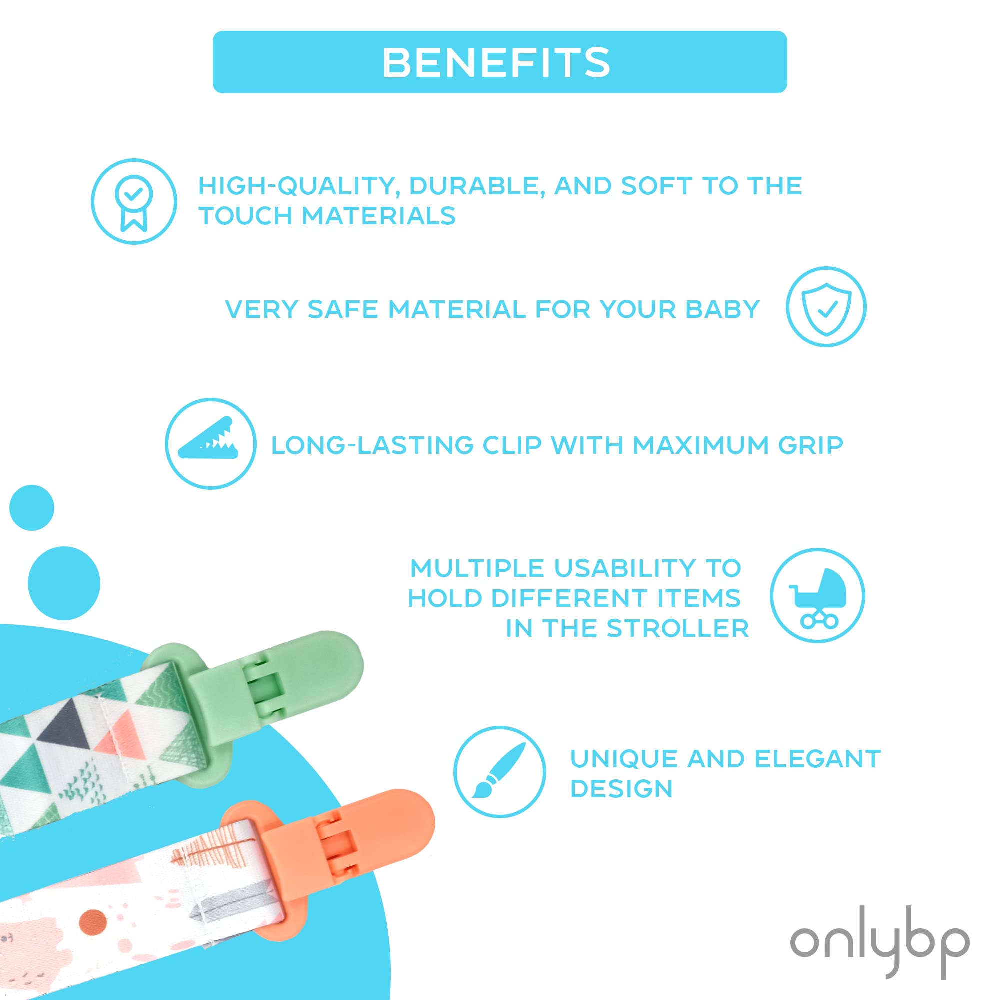OnlyBP Set 6 teether attachment demonstrates versatile use with toys.