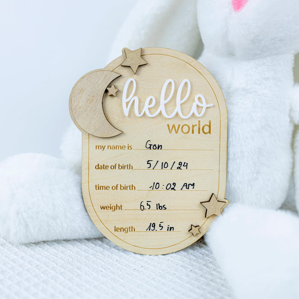 ONNIBE birth-name plaque wood keepsake for nursery and photo sessions.
