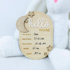 ONNIBE birth-name plaque wood keepsake for nursery and photo sessions.