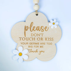 onnibe wooden sign no-touch no-kiss reminder helps protect baby safety when visitors arrive.