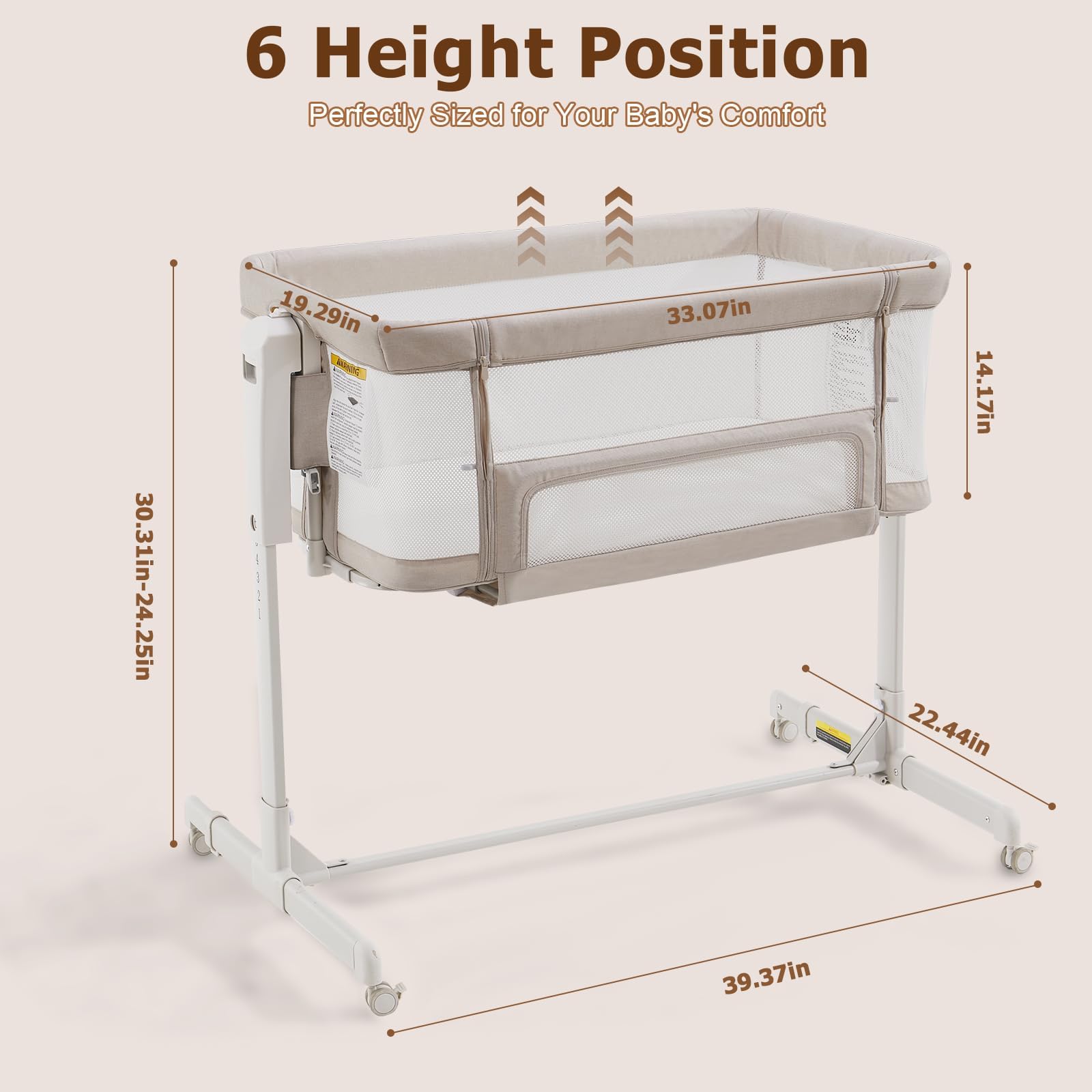 ONTHEWEI bassinet with side access for easy night nursing.