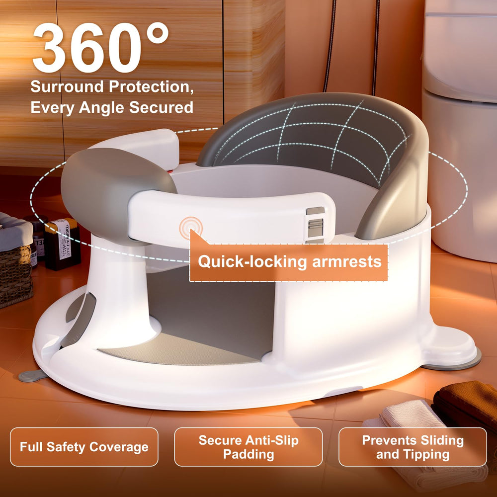 ONTHEWEI baby bath seat pink BPA-free materials emphasize skin-friendly, safe bathing sessions.