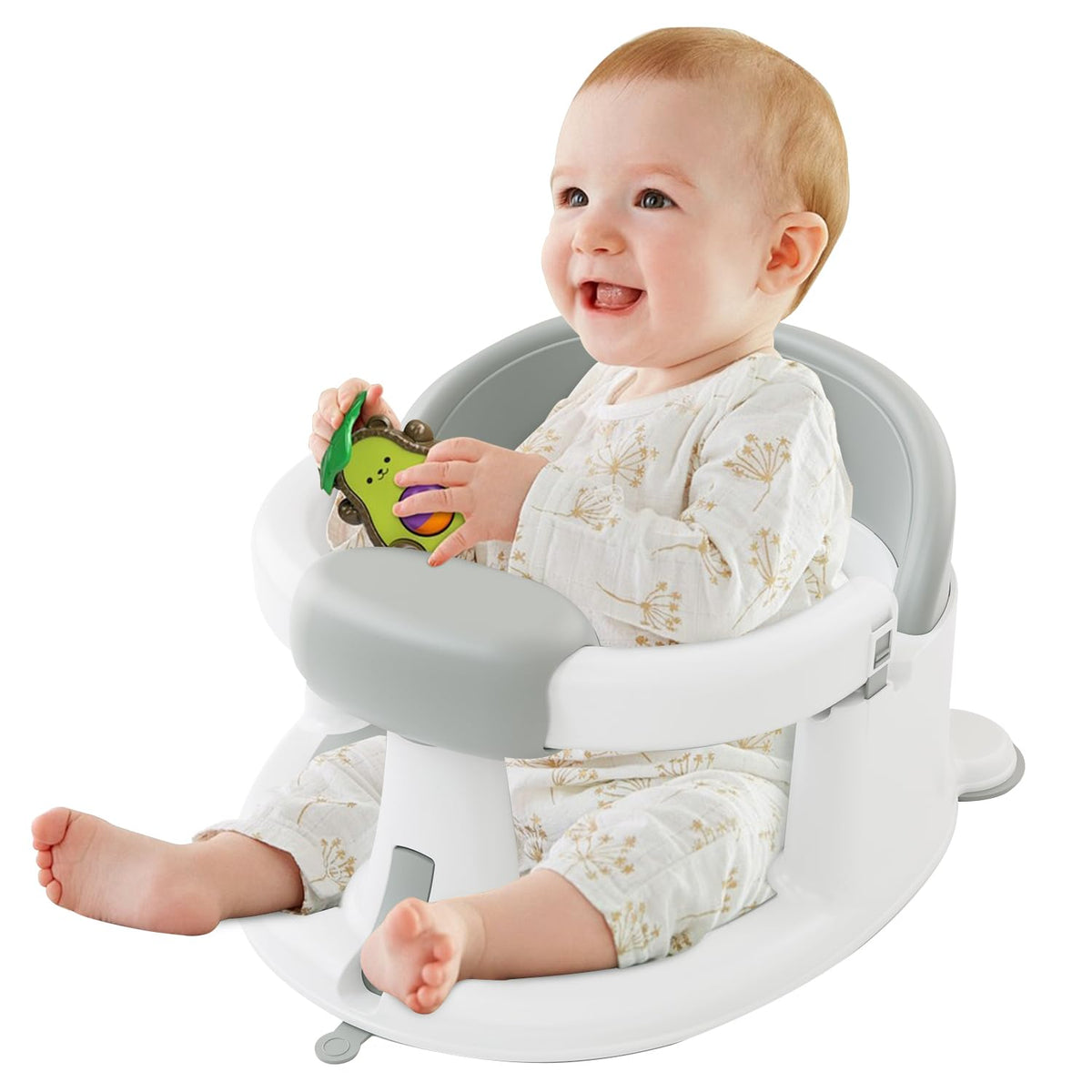 ONTHEWEI baby bath seat with suction cups provides stable tub time on smooth surfaces.