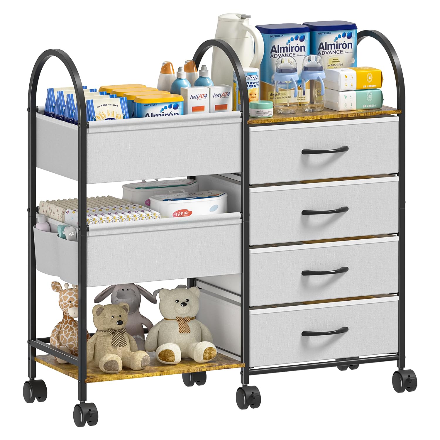 ONWAYHOME diaper caddy wheels with lockable casters for easy nursery-to-room transport.