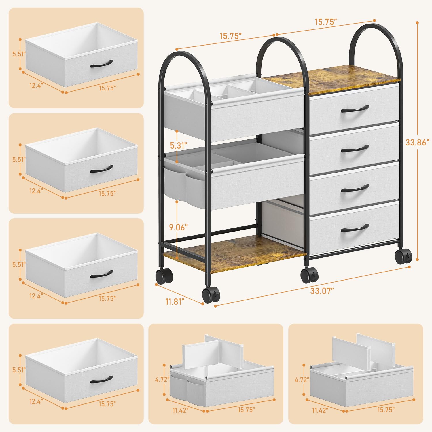 ONWAYHOME reinforced metal frame with wooden panels for durable nursery storage.
