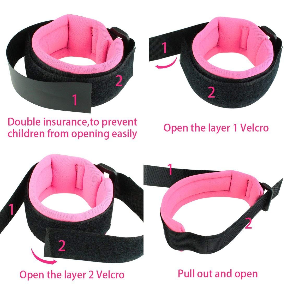 Onwon anti-lost wrist-link in use shows close parent-child proximity.