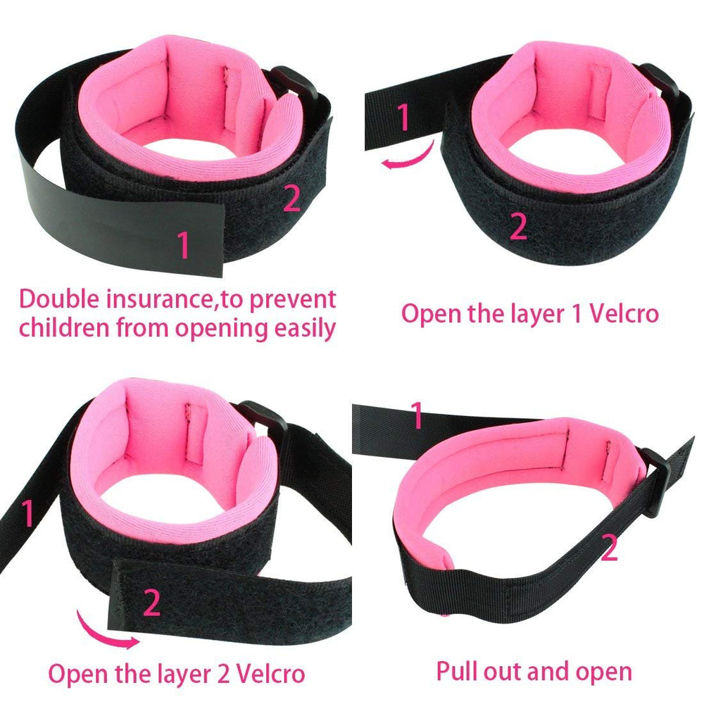 Onwon anti-lost wrist-link in use shows close parent-child proximity.