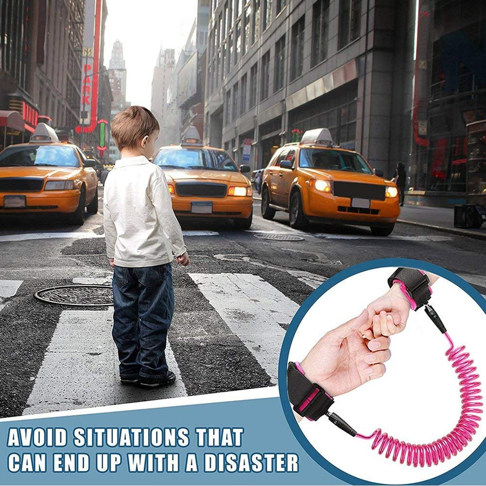 Onwon anti-lost wrist link pink wrist-strap showing adjustable child-friendly fit.