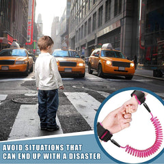 Onwon anti-lost wrist link pink wrist-strap showing adjustable child-friendly fit.