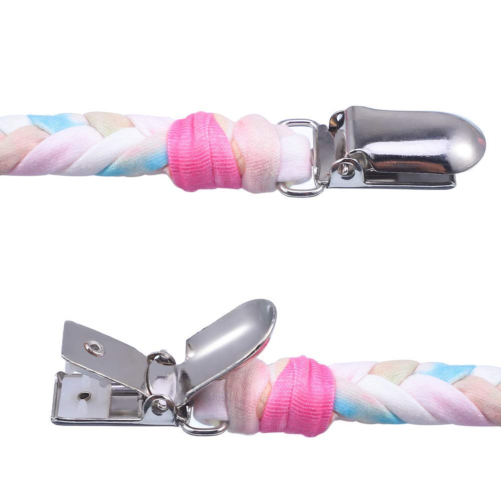 Onwon pacifier clip blue tone coordinates with baby gear and prevents loss.