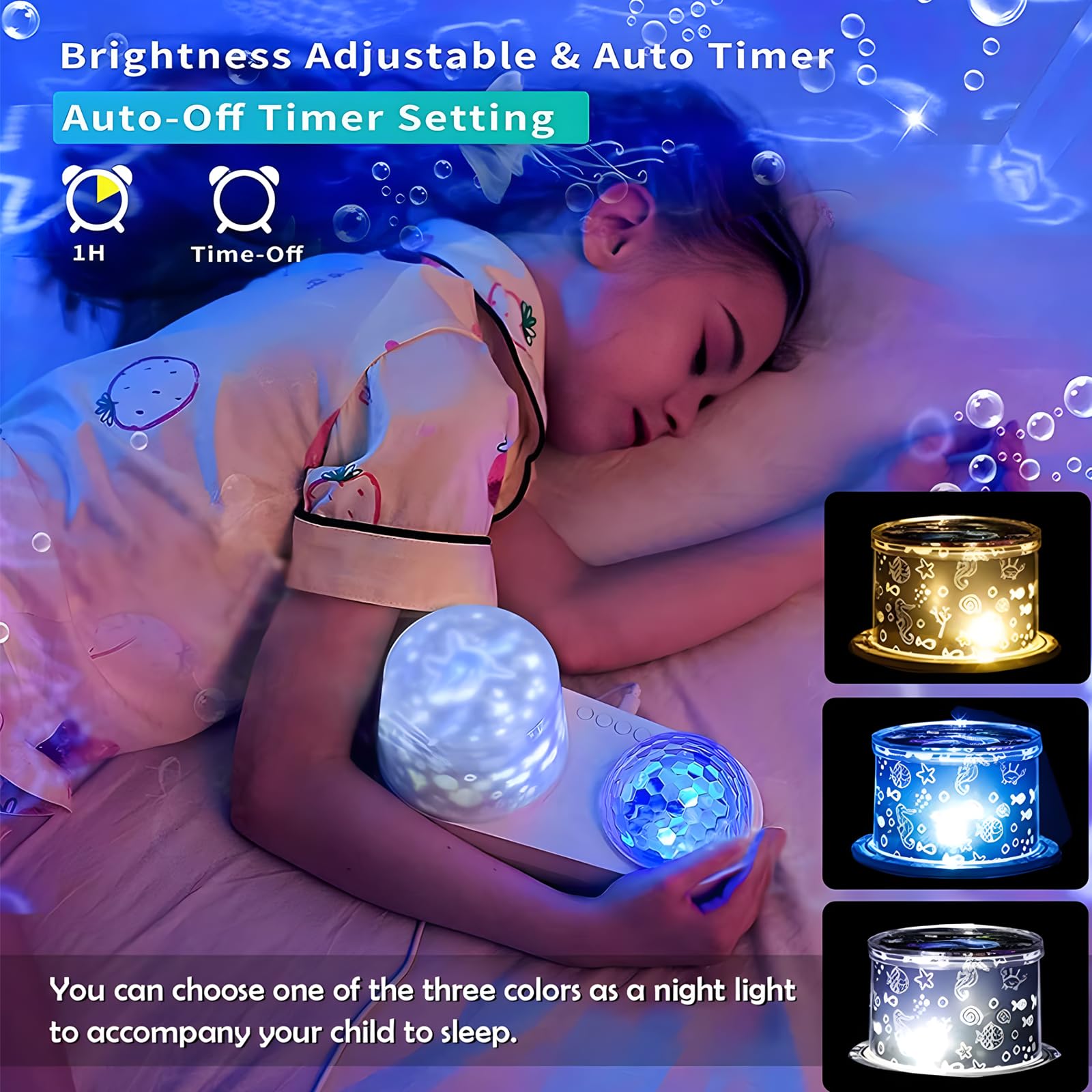 ONXE Ocean Kids Night Light rotates 360° for immersive ceiling scenes