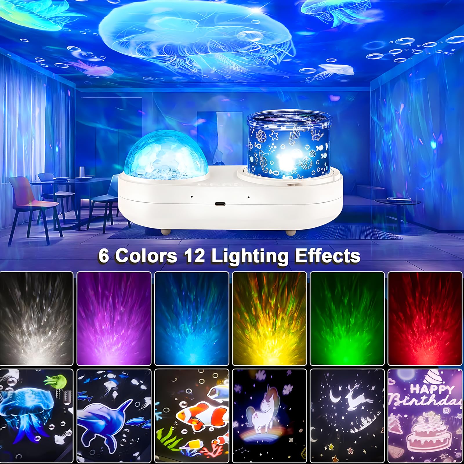 ONXE jellyfish projection pairs with dolphins theme for ocean exploration at home