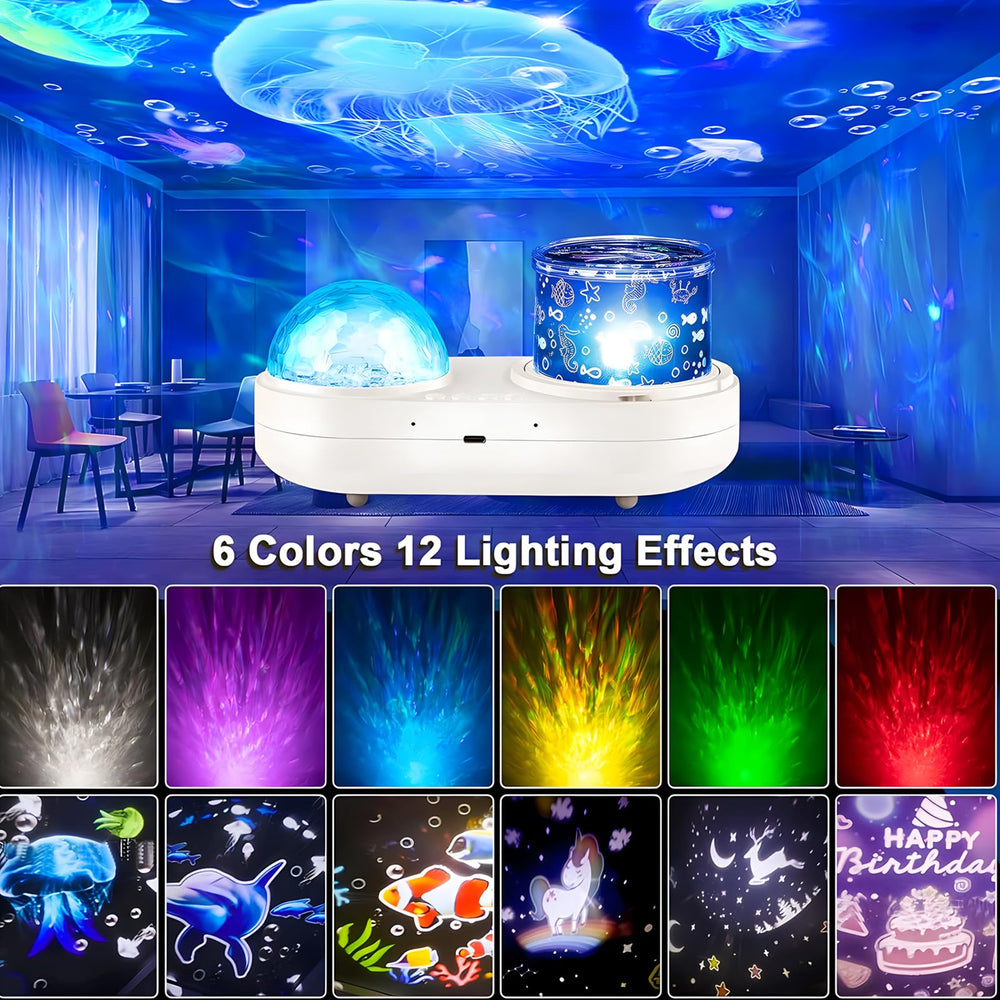ONXE jellyfish projection pairs with dolphins theme for ocean exploration at home