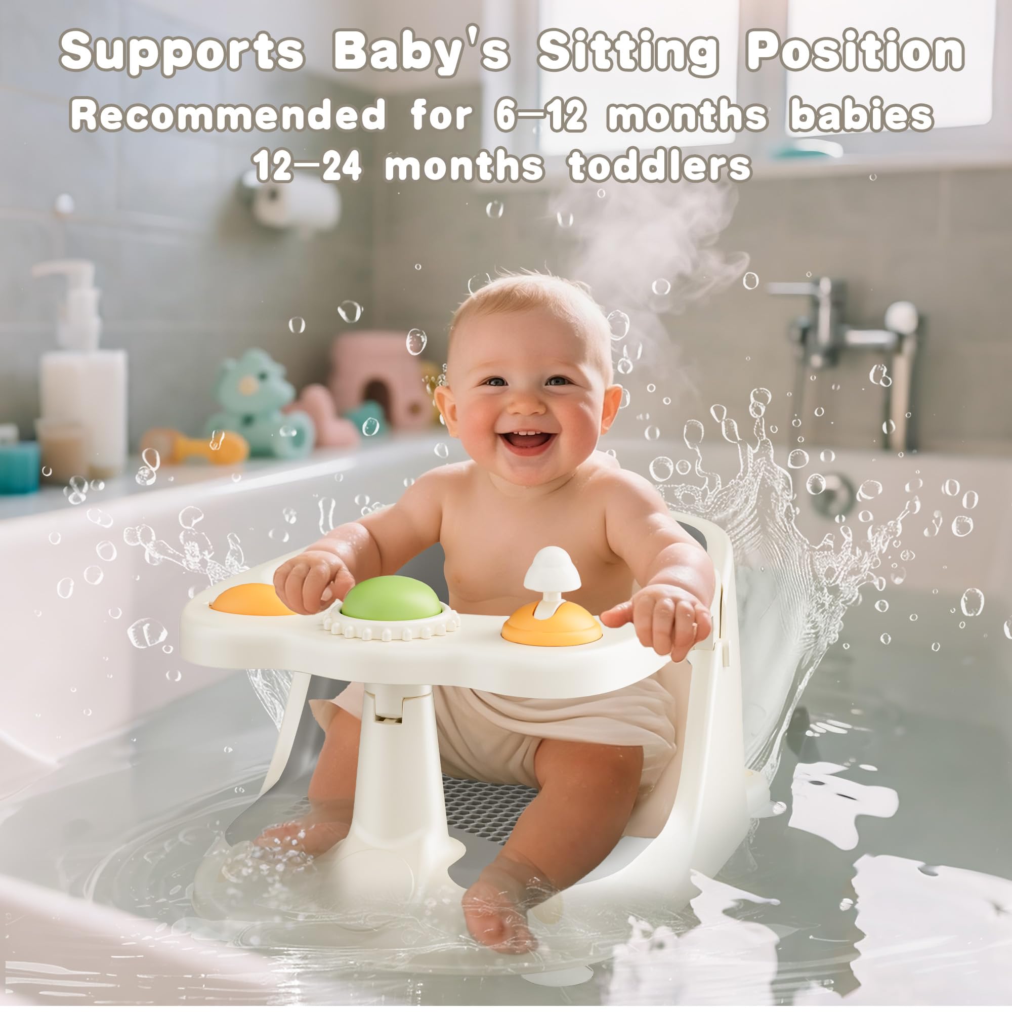 ONXLL bath seat backrest and armrests provide ergonomic support during baths