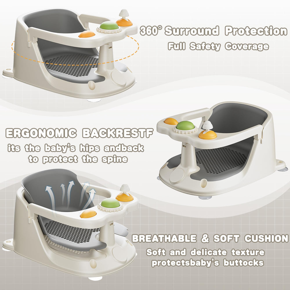 ONXLL bath seat with four suction cups for stable bathing on smooth surfaces