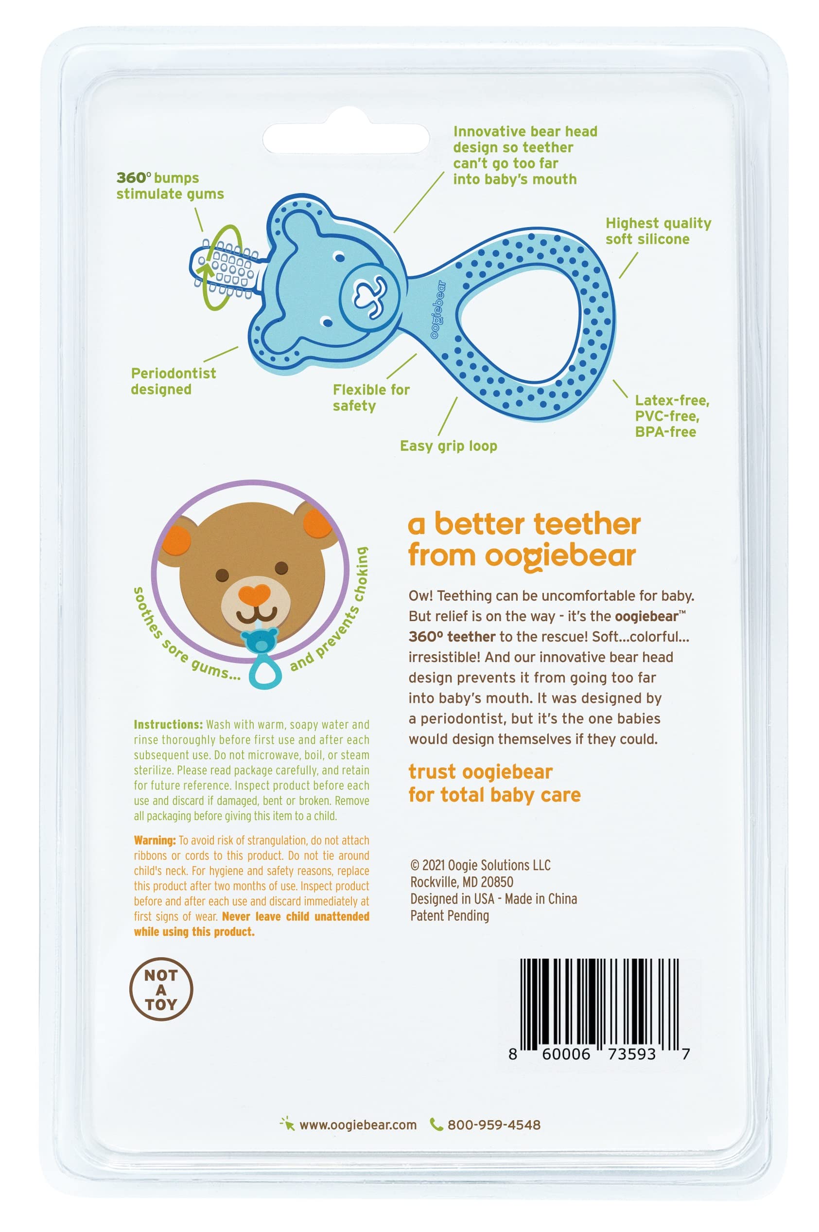 oogiebear 360° teether yellow cleaning and sterilizing ready for safe reuse.