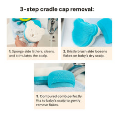 oogiebear cradle-cap brush kit comb close-up highlights curved edge for safe flake removal